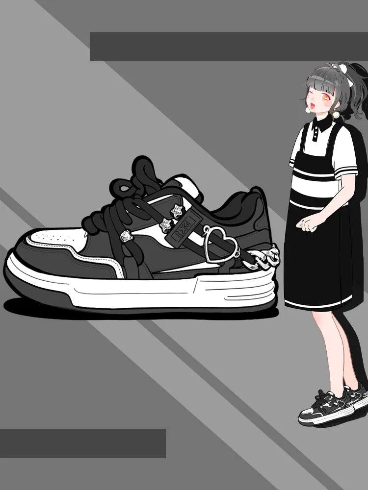 Women's black breathable platform lace-up sneakers made of microfiber with round toe and rubber sole