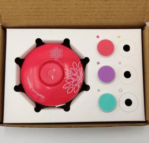 Red and green baby electric nail polisher sets with six grinding heads for newborn grooming