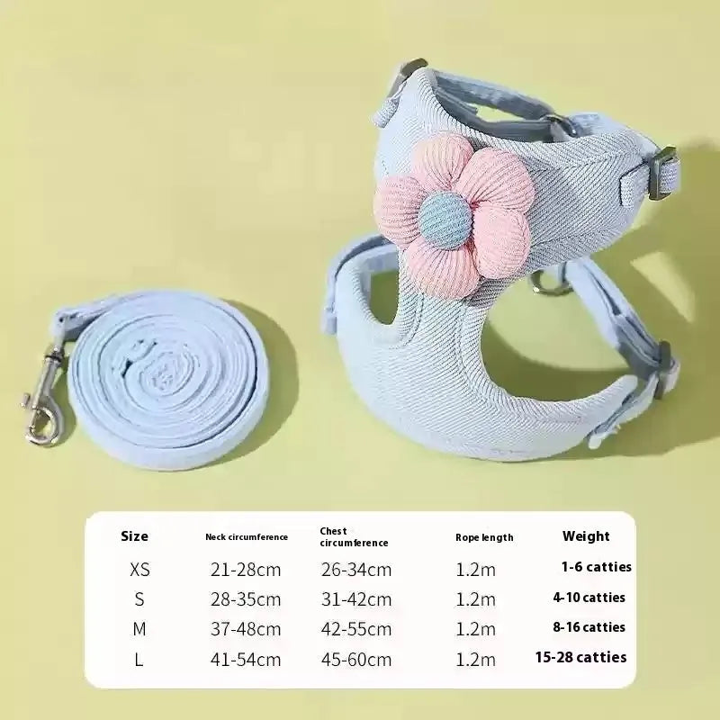 Cat pulling rope vest style harness in light green for going out with cat