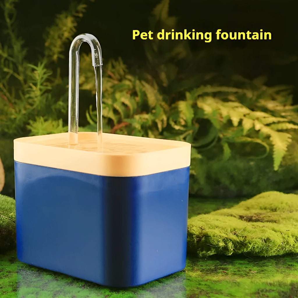 Cat water fountain with automatic circulation, frosted blue crystal bowl, 1500ml capacity, mute pump