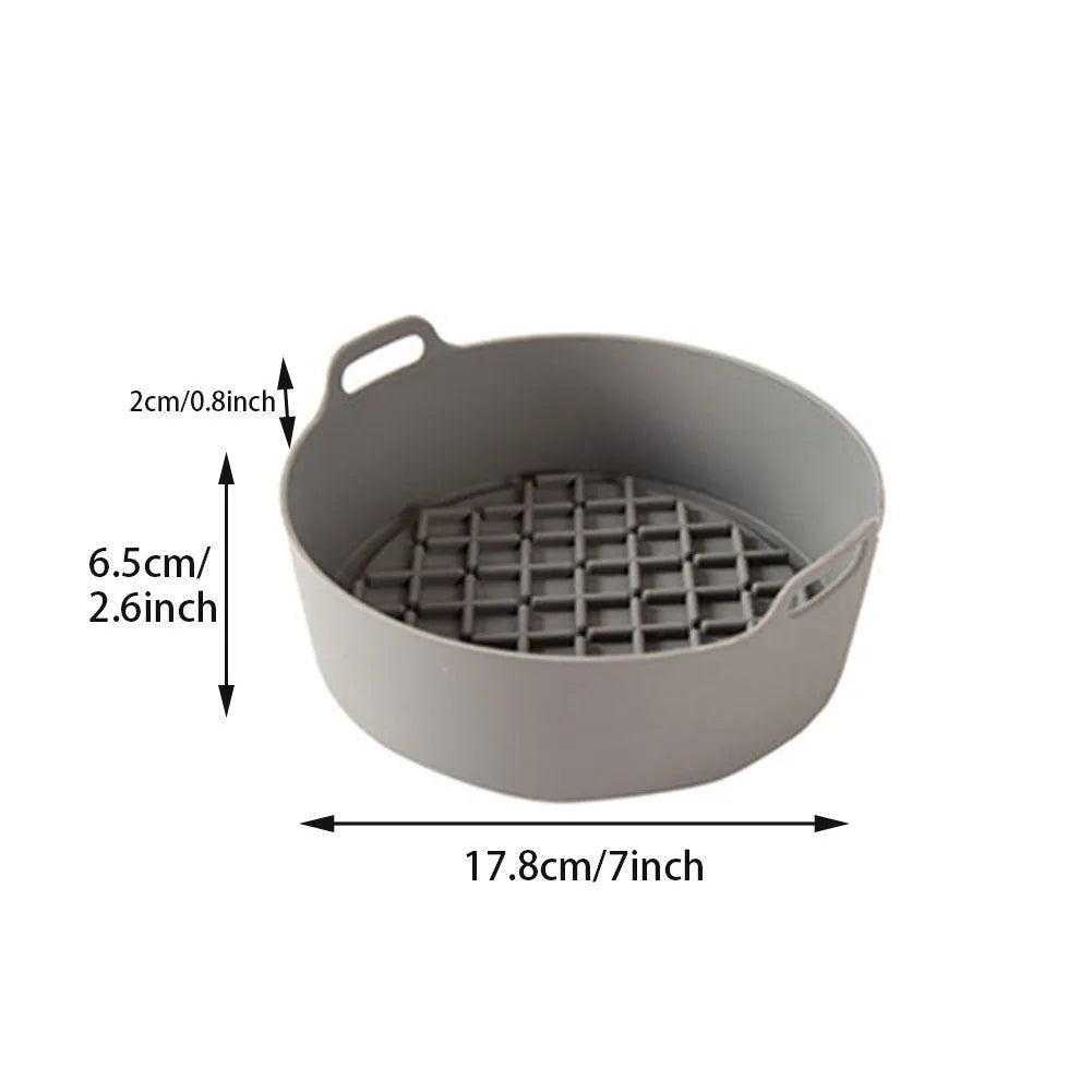 Reusable round silicone liner for air fryer 19cm nonstick BPA free dishwasher safe grey