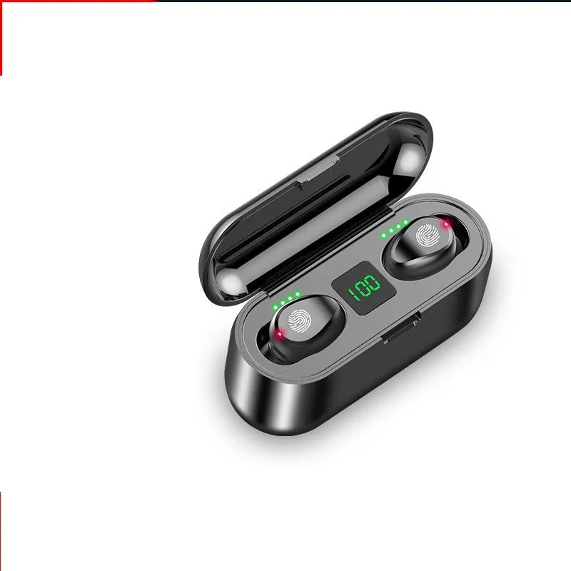 Bluetooth headset binaural wireless earbuds with LED battery display and voice control