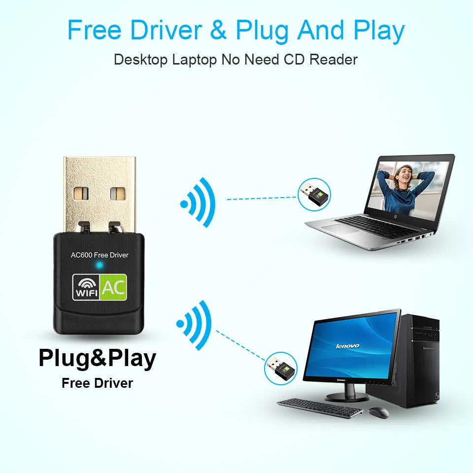 Mini black dual band USB wireless network card, 27x14x8mm, 5GHz 2.4GHz Wi-Fi adapter