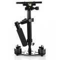 Black aluminium handheld camera stabilizer S40 S60 shown with adjustable height and comfortable grip.