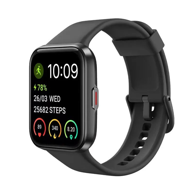 Smart watch with Bluetooth calling on wrist, showing colour options: black, pink, blue, and green.