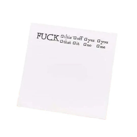 Small square sticky notes measuring 7.5cm with printed English phrases and adhesive back.