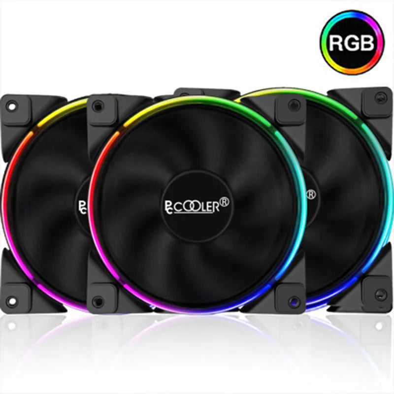 Three 120mm black RGB computer case fans with hydraulic bearings