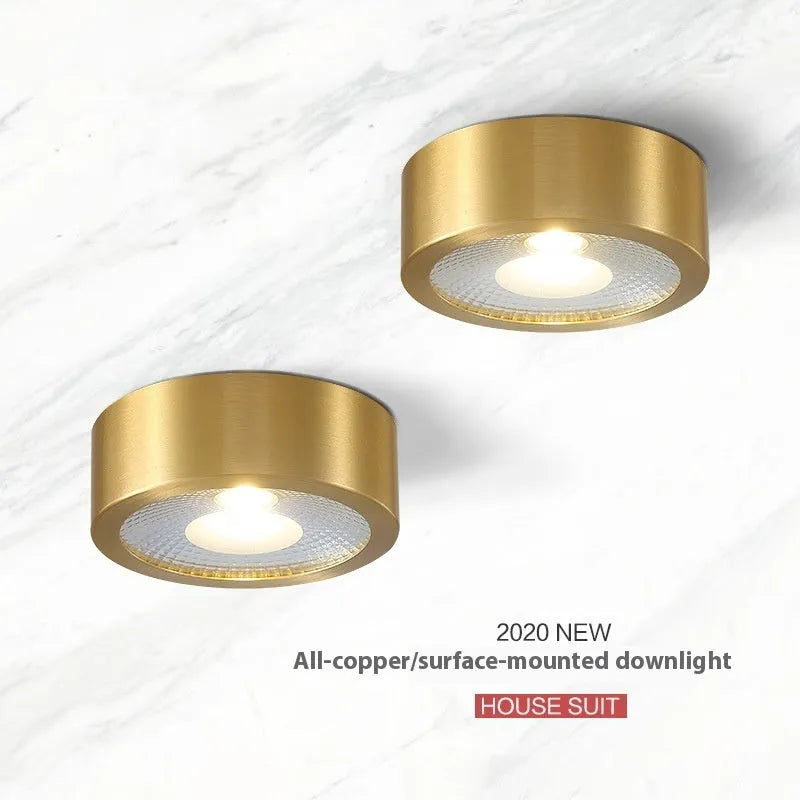 All-copper surface mounted LED downlight available in 8cm, 10cm, 12cm diameters with adjustable colour temperature 3000K-6000K