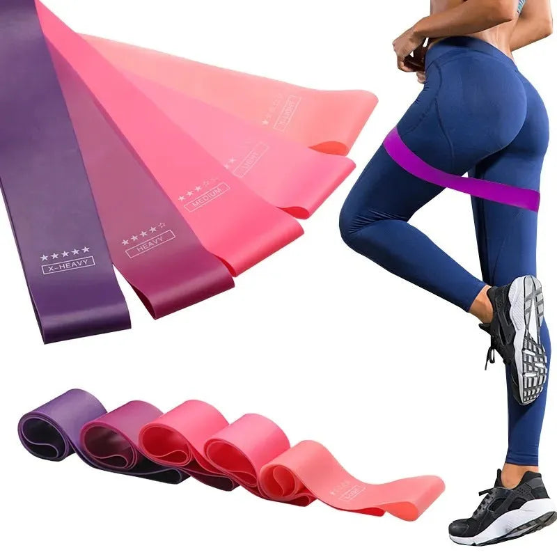 Purple five pack TPE resistance bands set of 5 with variable resistance levels from 5 to 40 lb for home fitness