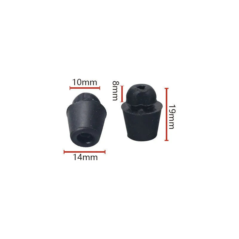 Ten black rubber automobile buckle buffer clips for shock absorption on vehicle panels.
