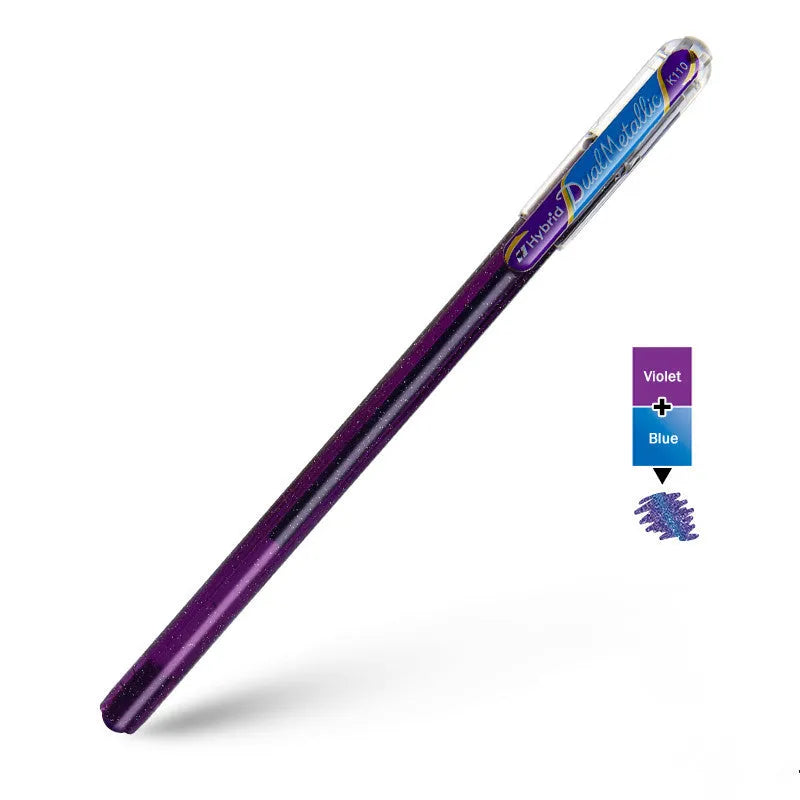 Flash K110 1.0mm gel pen with pearlescent glitter ink in eight colour options.