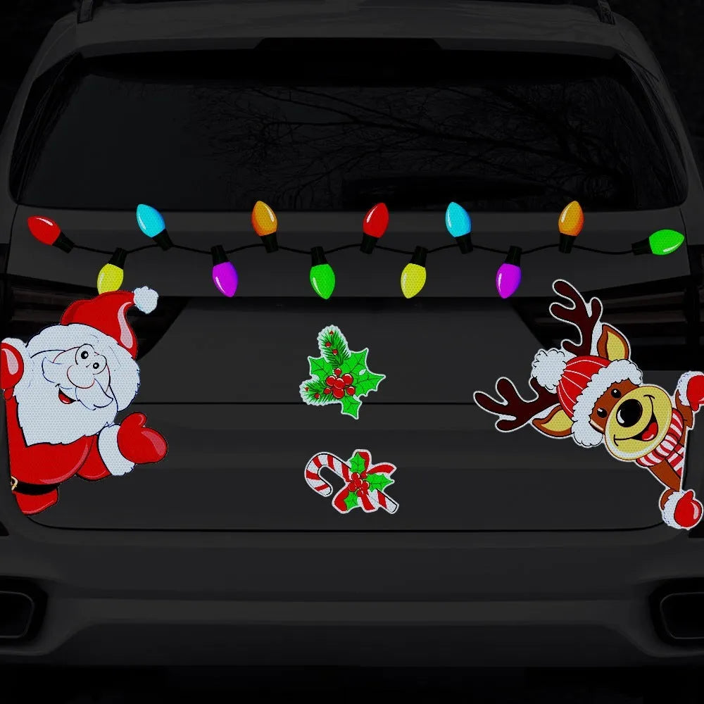 Christmas elk cartoon design magnetic sticker with reflective surface