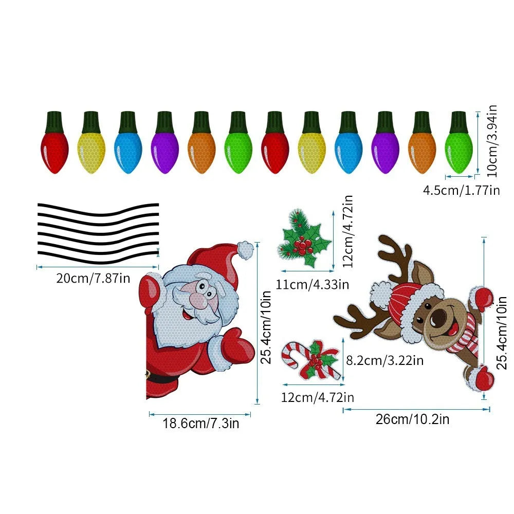 Christmas elk cartoon design magnetic sticker with reflective surface