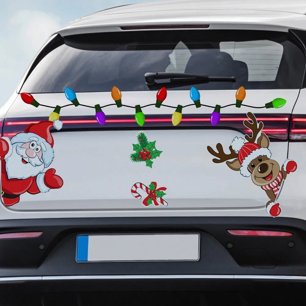 Christmas elk cartoon design magnetic sticker with reflective surface