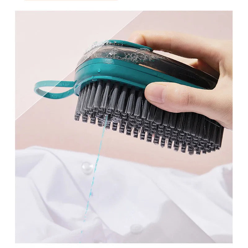 Blue automatic liquid cleaning brush with ergonomic grip for shoes and household laundry
