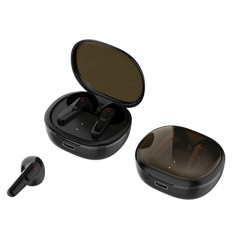 Black PRO30 wireless in-ear Bluetooth headphones with noise reduction.