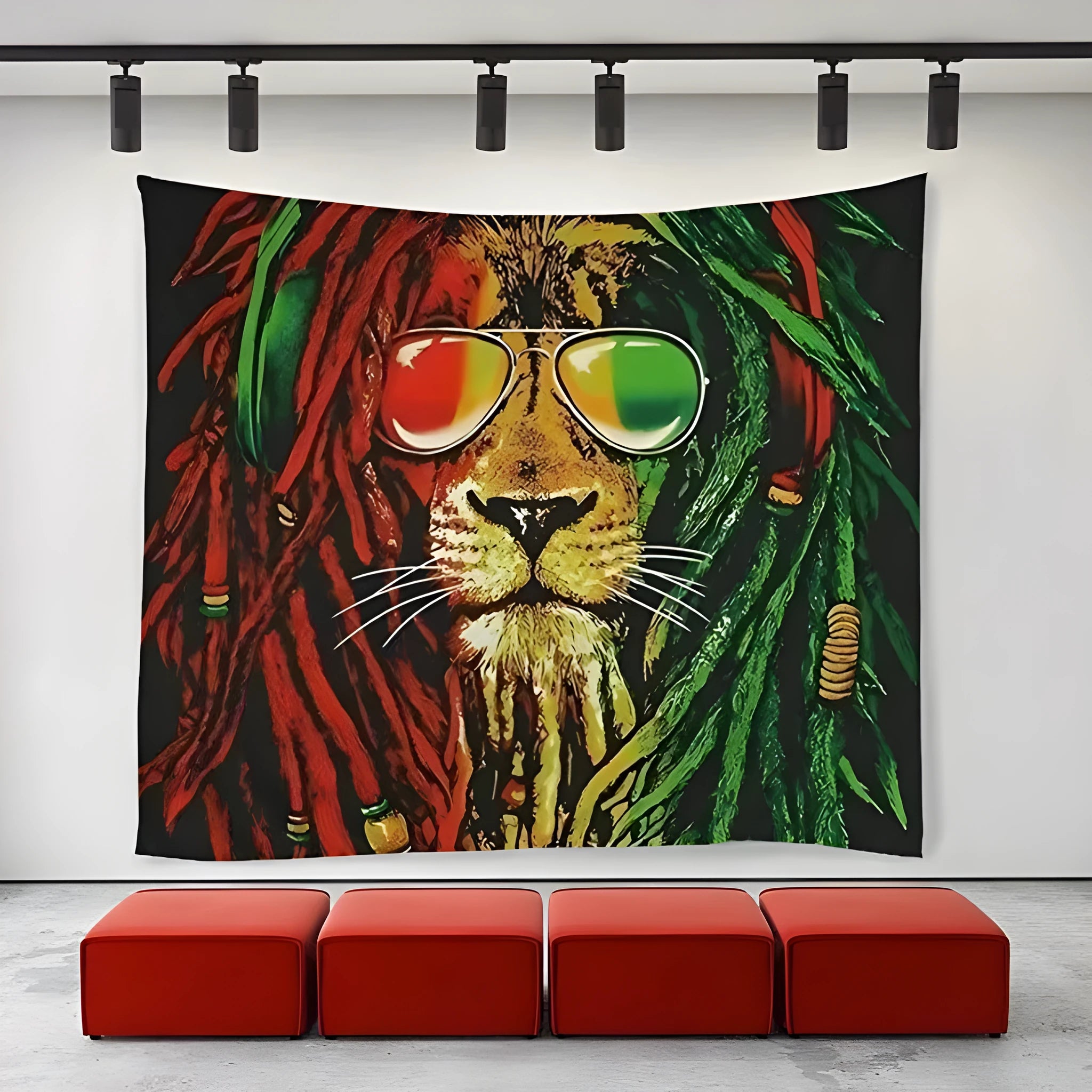 Lion tapestry wall hanging with lion king artwork in European style, polyester fabric, available in multiple sizes