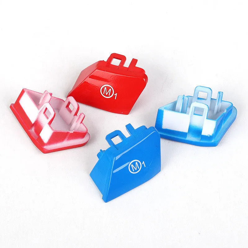 Red and blue BMW steering wheel M1 M2 mode buttons with installation keys for F30 and F34 models