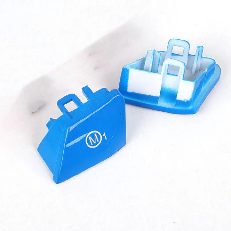 Red and blue BMW steering wheel M1 M2 mode buttons with installation keys for F30 and F34 models