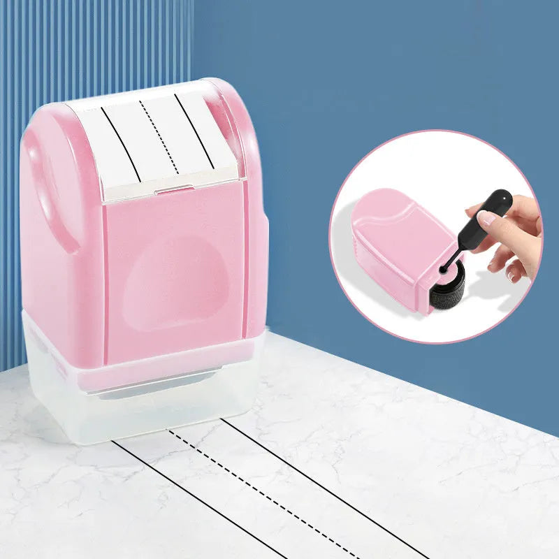 Rectangular plastic roller seal for creating English handwriting lines in seven colour options