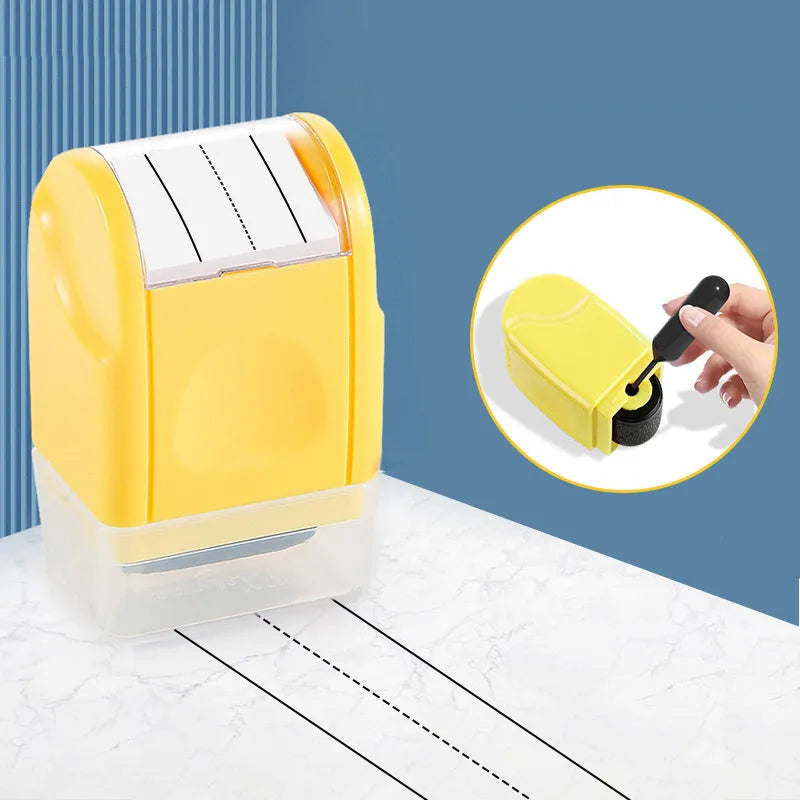 Rectangular plastic roller seal for creating English handwriting lines in seven colour options