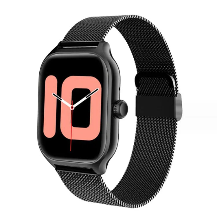 Bluetooth smart watch with touch screen displaying heart rate and activity metrics