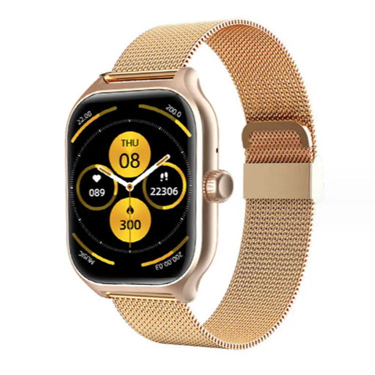 Bluetooth smart watch with touch screen displaying heart rate and activity metrics