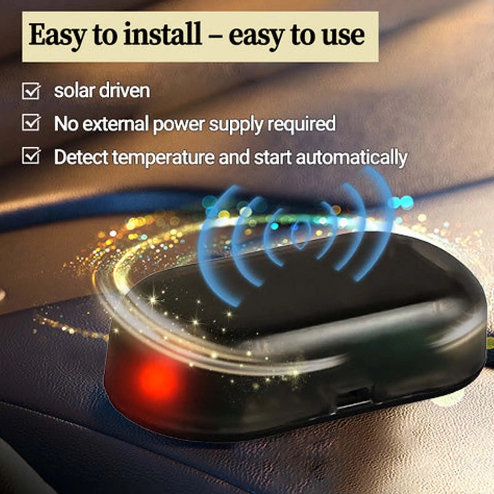 Small black rectangular car de-icing tool for snow and sleet removal, measuring 5cm long.