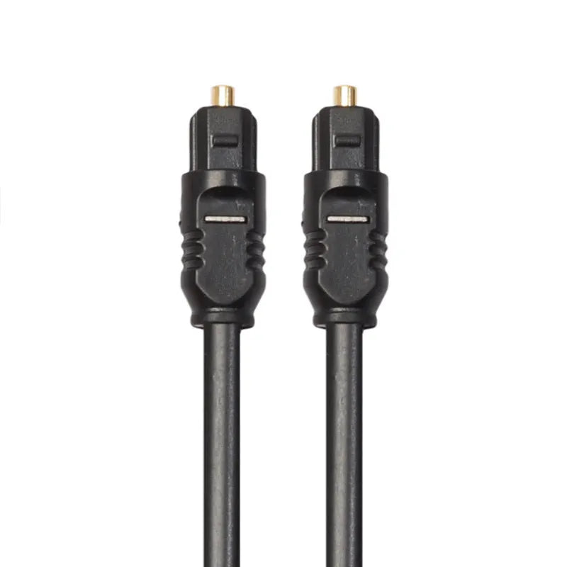 Black Toslink digital optical audio cable with square connectors, 2 metres long