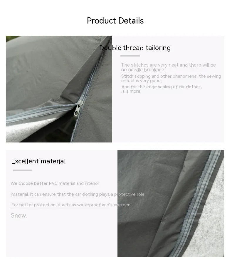 Grey thickened PVC chemical fibre car cover for Volkswagen vehicles with rainproof and sun protection