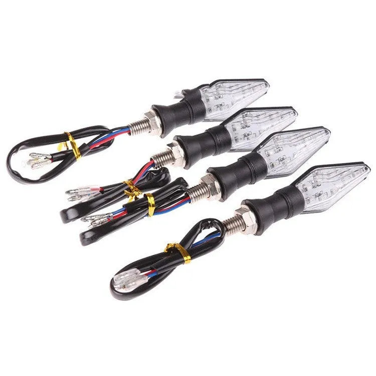 Motorcycle turn signal lights with double-sided luminous yellow blue LED illumination