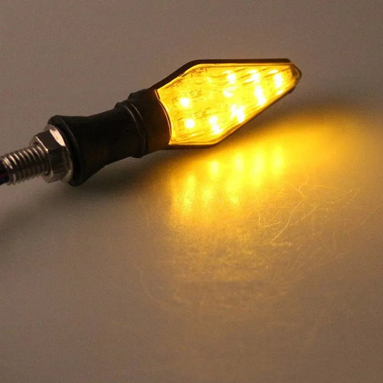 Motorcycle turn signal lights with double-sided luminous yellow blue LED illumination