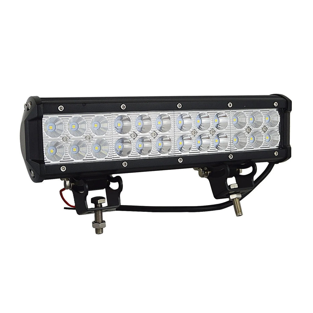 Black aluminium 72W LED roof light bar for off-road vehicles with double-row LED configuration