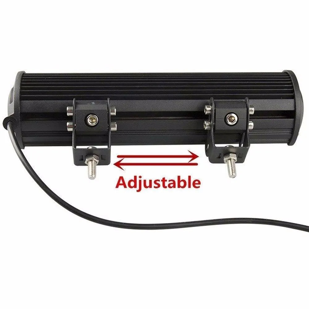 Black aluminium 72W LED roof light bar for off-road vehicles with double-row LED configuration