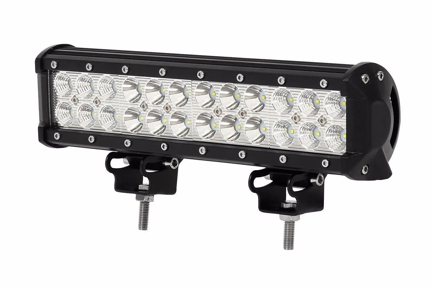 Black aluminium 72W LED roof light bar for off-road vehicles with double-row LED configuration