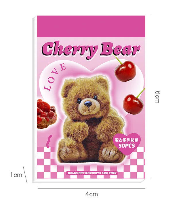Retro American cartoon sticker book showing six colour variations including pink, black, blue, green, purple and yellow designs