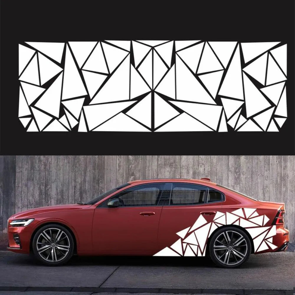 200cm x 60cm PET vinyl car waistline sticker for wheel arch decoration in geometric pattern