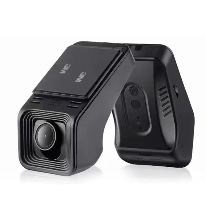 HD night vision car driving recorder dash camera on a windscreen.