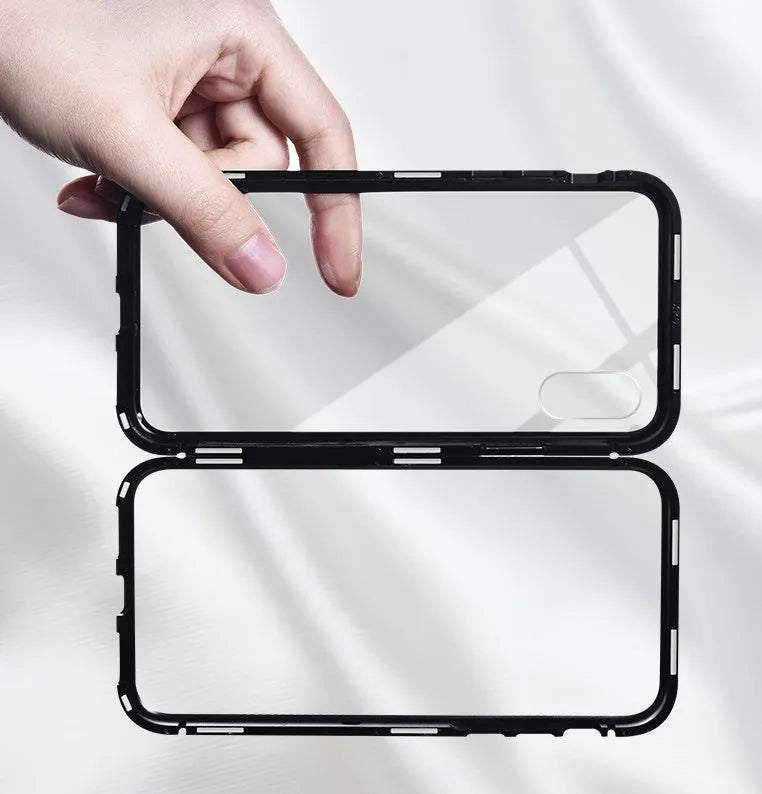 PC metal edge phone case for iPhone Samsung back cover in black transparent option