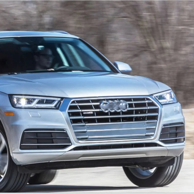 Audi Q5 front bumper lower grille fog light frame replacement part in matte black for 2018-2022 models.