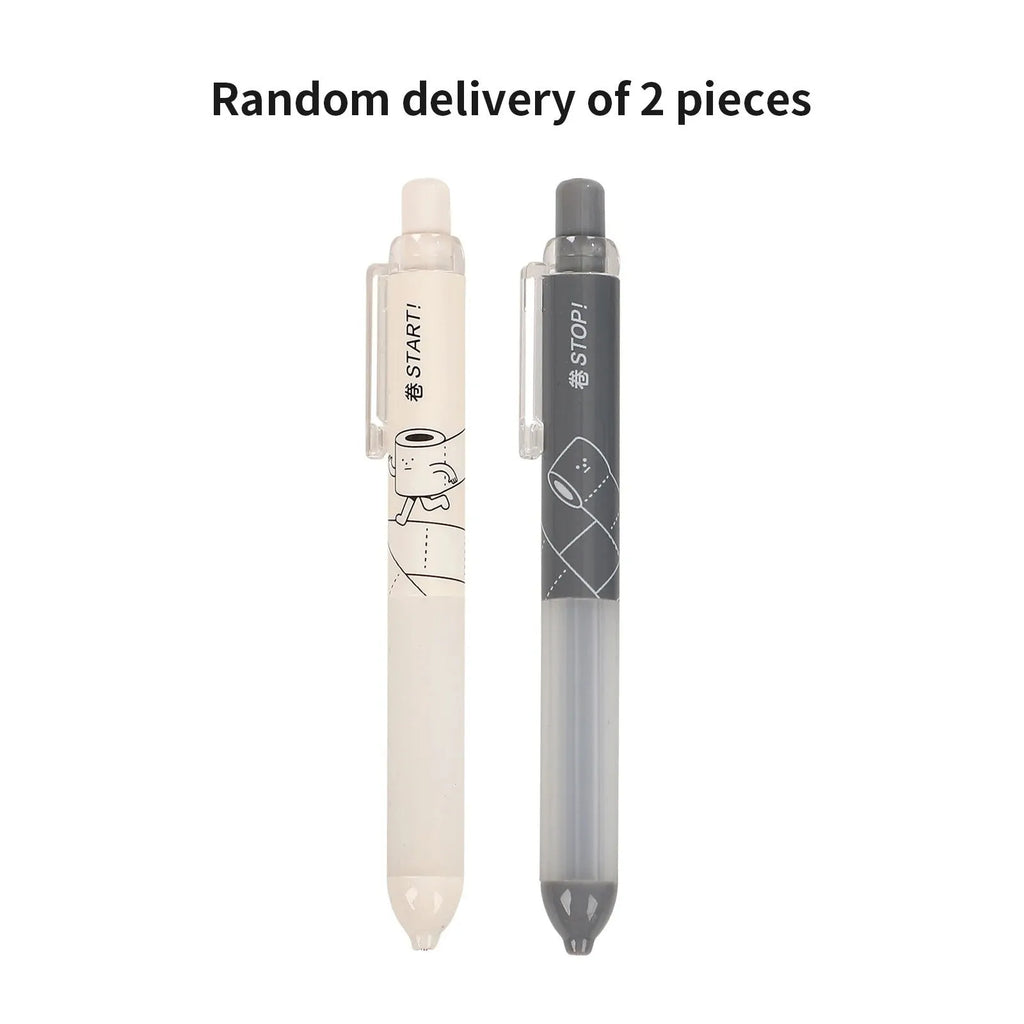Black and white 0.5mm automatic pencils with cloud grip plastic holders on minimalist background