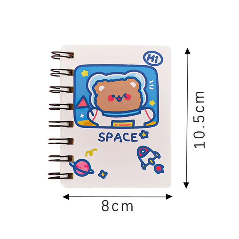 Astronaut series pocket flipper notebook showing compact 10.5 x 8 cm size and flipper design