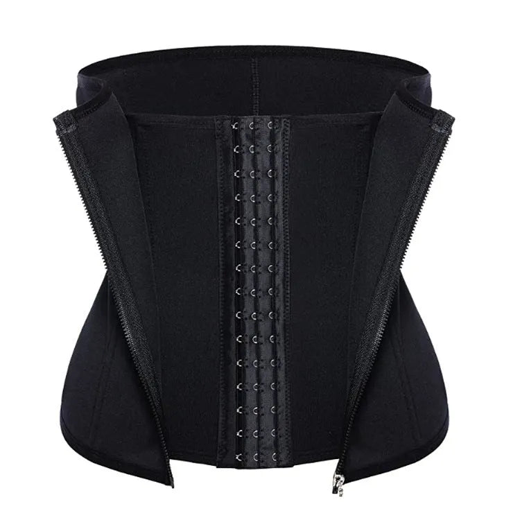 Black neoprene zipper three-breasted belt corset body girdle for waist shaping and postpartum support
