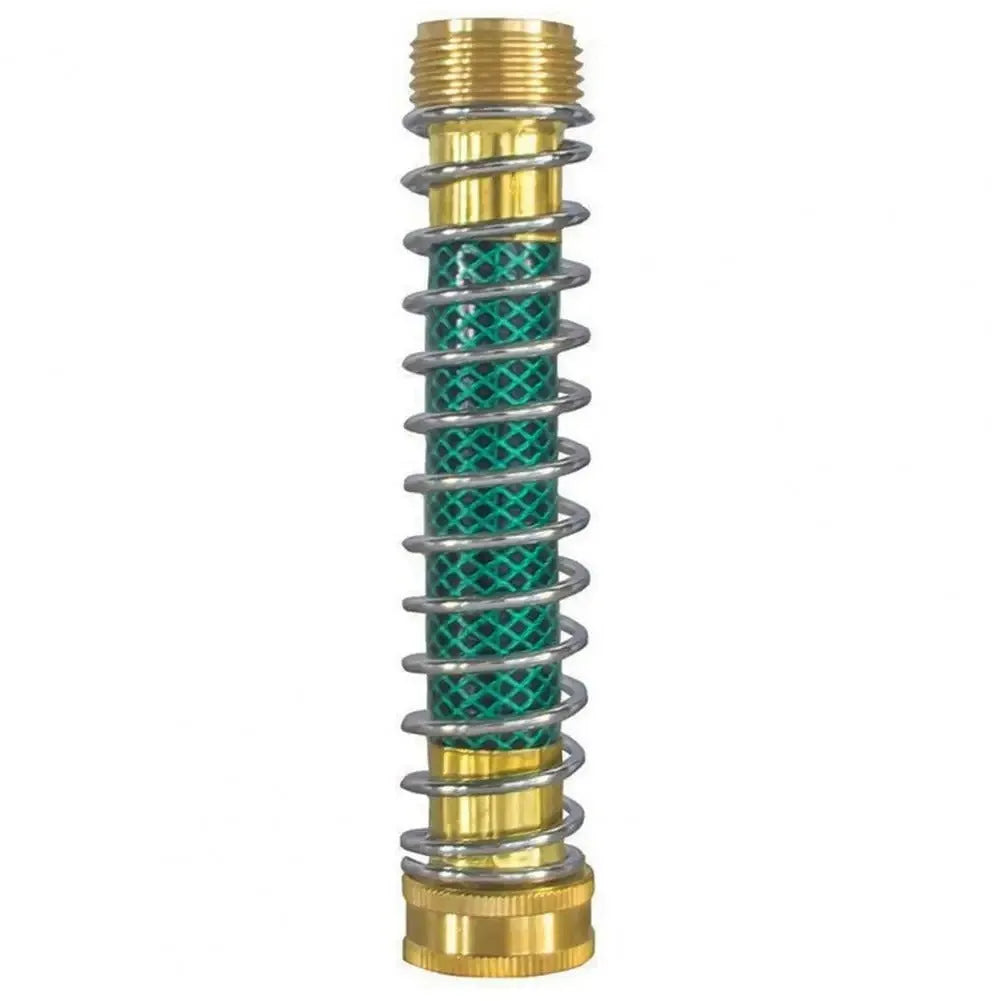 Brass spring hose connector with spiral spring measuring 15 cm for garden watering