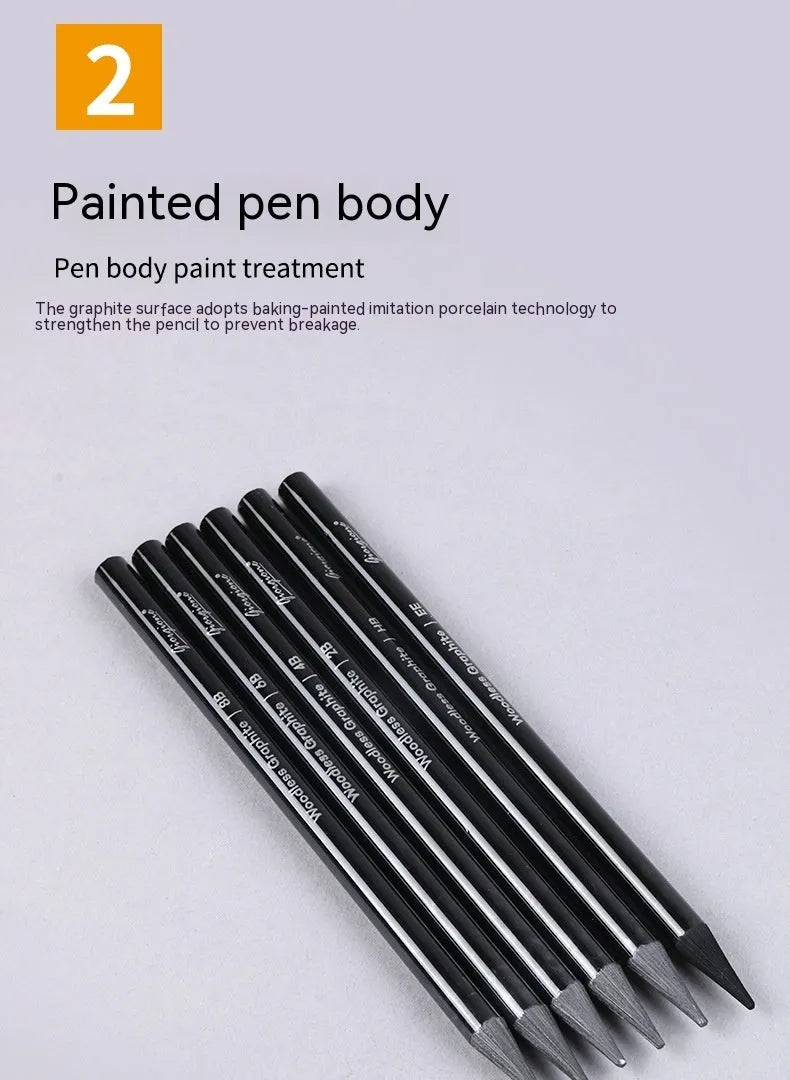 Graphite and carbonized pencil drawing set with wooden shells on suction card packaging