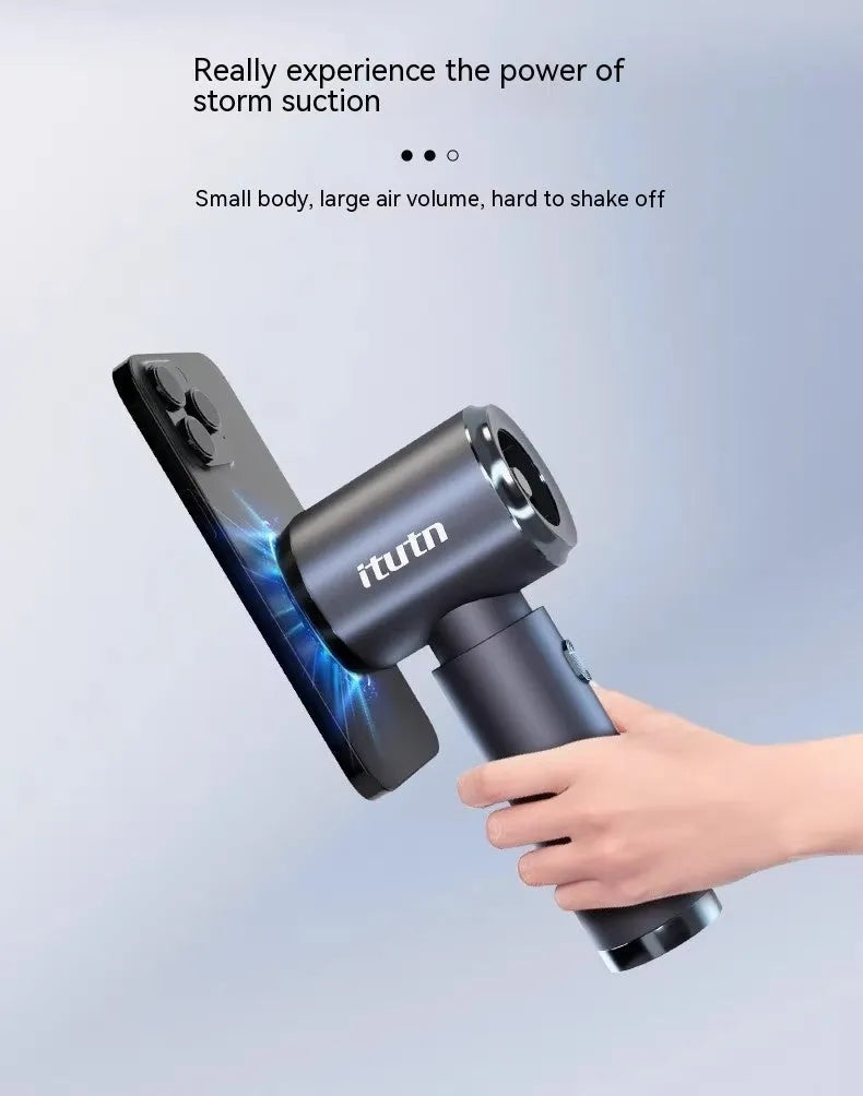 Space grey handheld wireless car vacuum cleaner with suction and inflation dual function