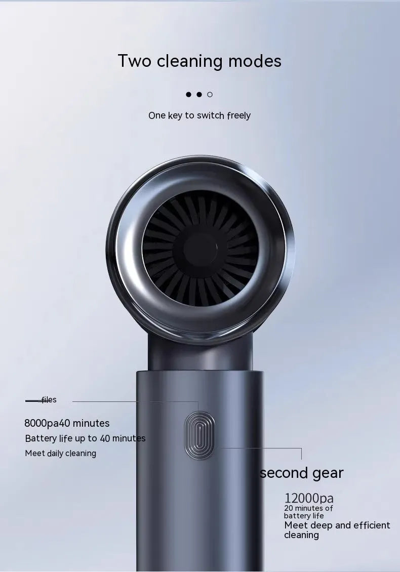 Space grey handheld wireless car vacuum cleaner with suction and inflation dual function