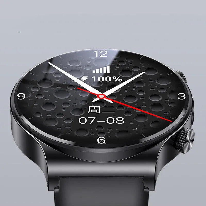 Black and white Fashion Personality Video Smart Watch showing 1.28-inch screen on a wrist.