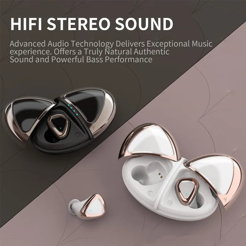 Champagne White true wireless Bluetooth headset with noise reduction, breathing light, and low latency for sports and gaming