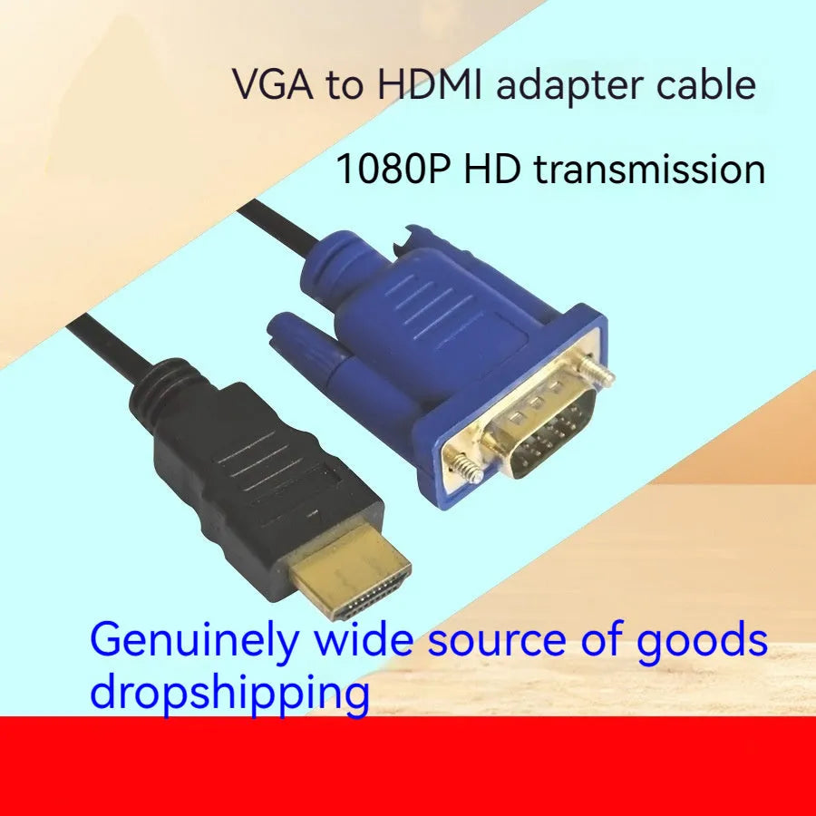HDMI to VGA conversion cable with copper clad steel core for 1080p 60Hz HD video on monitor